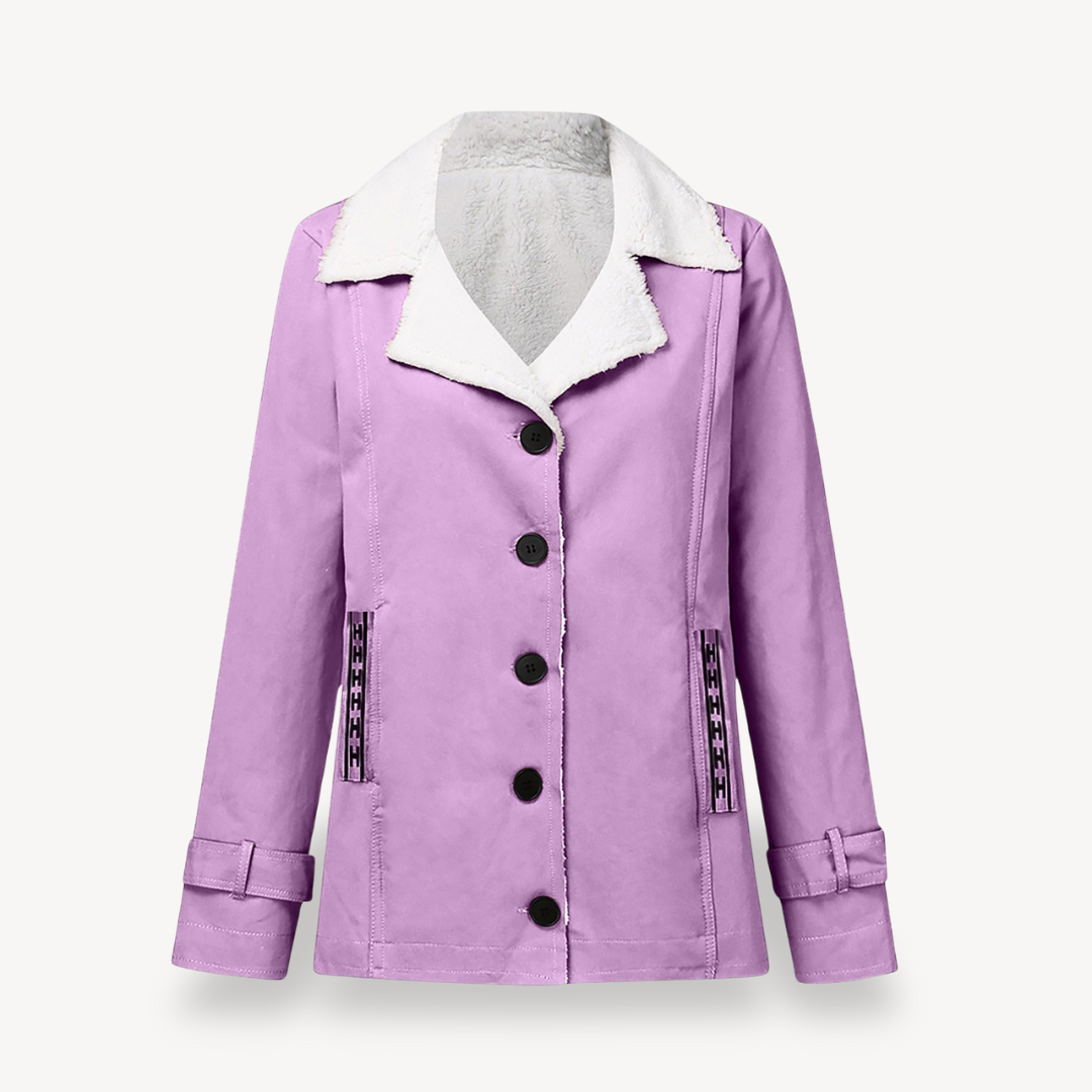 Women’s Fleece-Lined Coat with Buttons | Loravelle