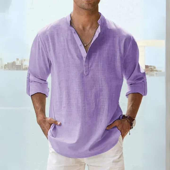 Linen Henley Shirt Men | Loravelle