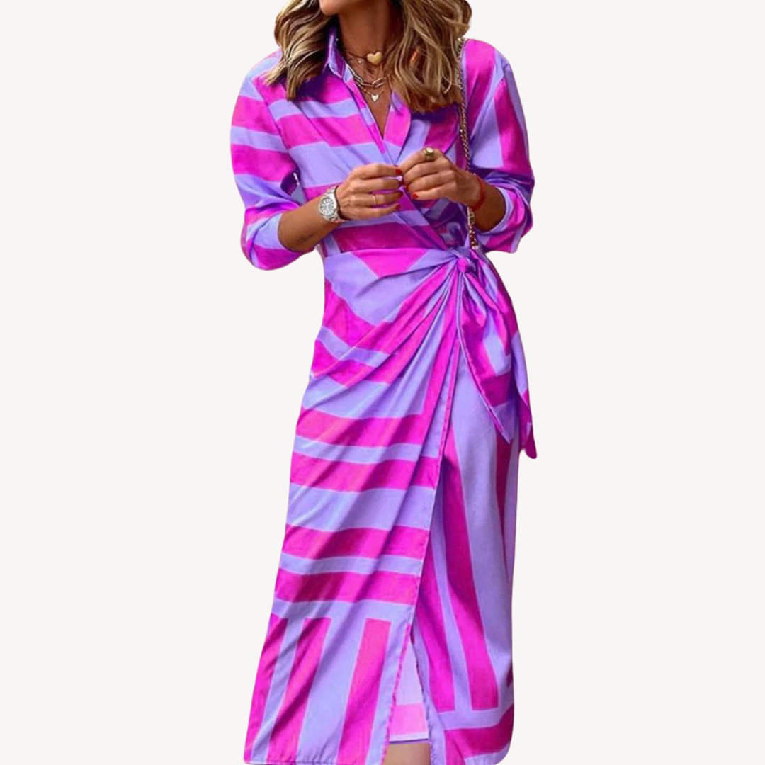 Loravelle | Women's Printed Satin Wrap Dress