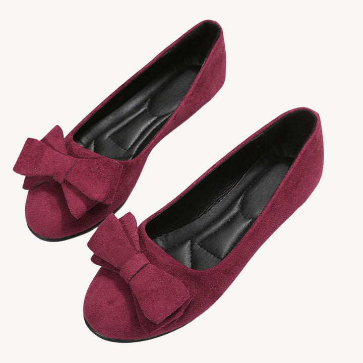 Suede Bow Ballet Flats Women | Loravelle
