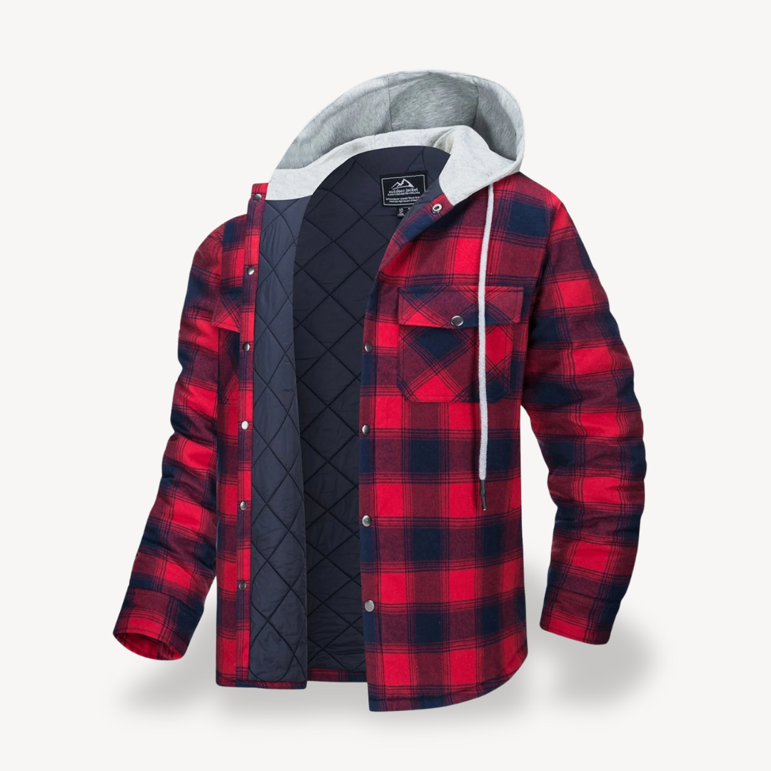 Plaid Quilted Hooded Jacket for Men | Loravelle