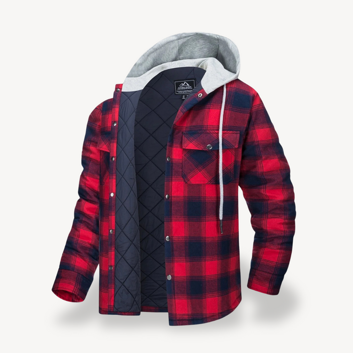 Plaid Quilted Hooded Jacket for Men | Loravelle