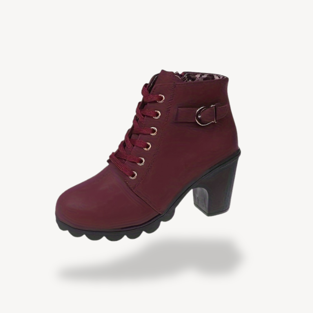 Orthopedic Lace-Up Heeled Booties | Loravelle