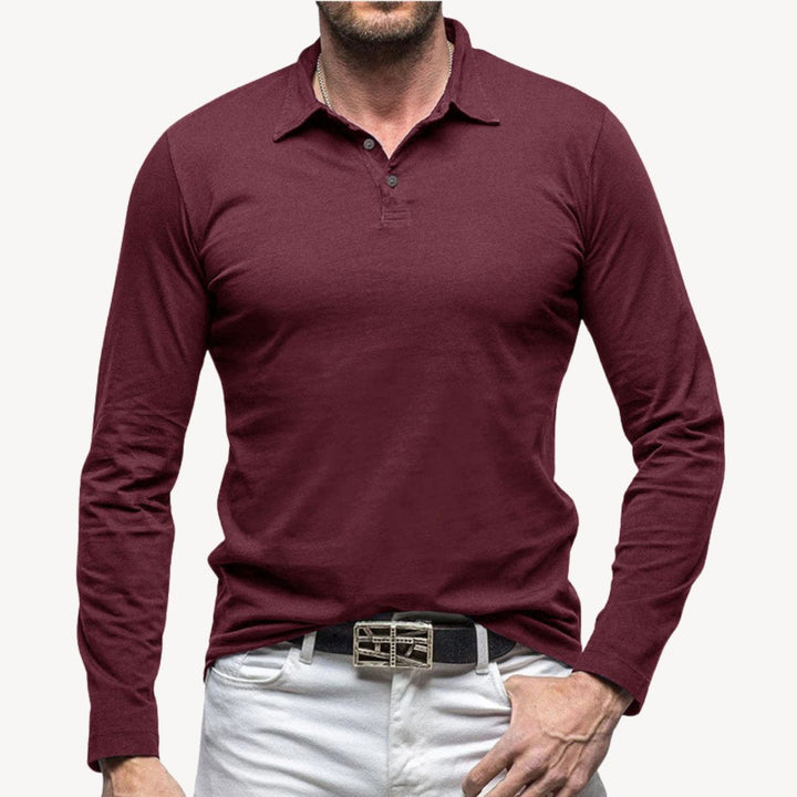 Cotton Long Sleeve Polo Shirt | Loravelle