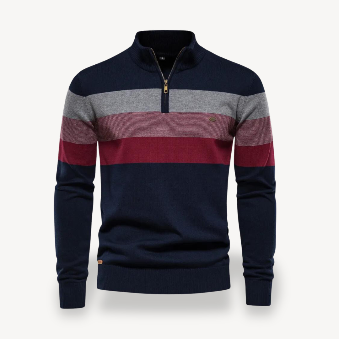 Men's Color Block Quarter Zip Sweater | Loravelle