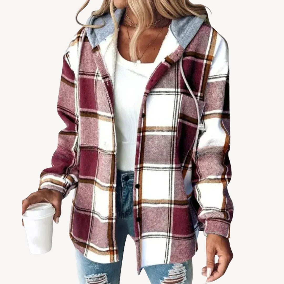 Plaid Hooded Shirt Jacket | Loravelle