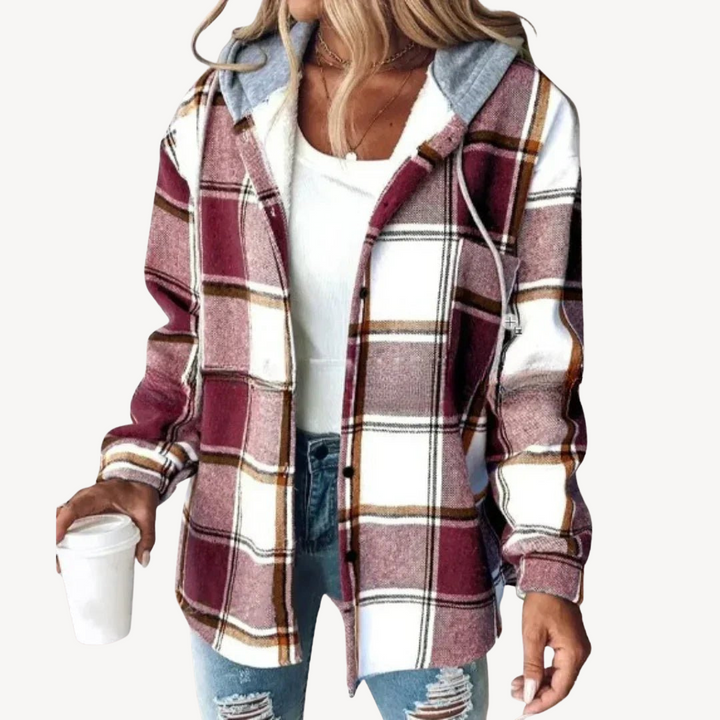 Plaid Hooded Shirt Jacket | Loravelle