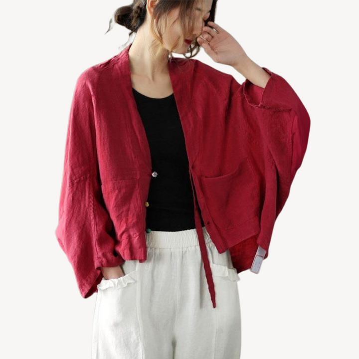 Women's Linen Blend Kimono Jacket Cardigan | Loravelle