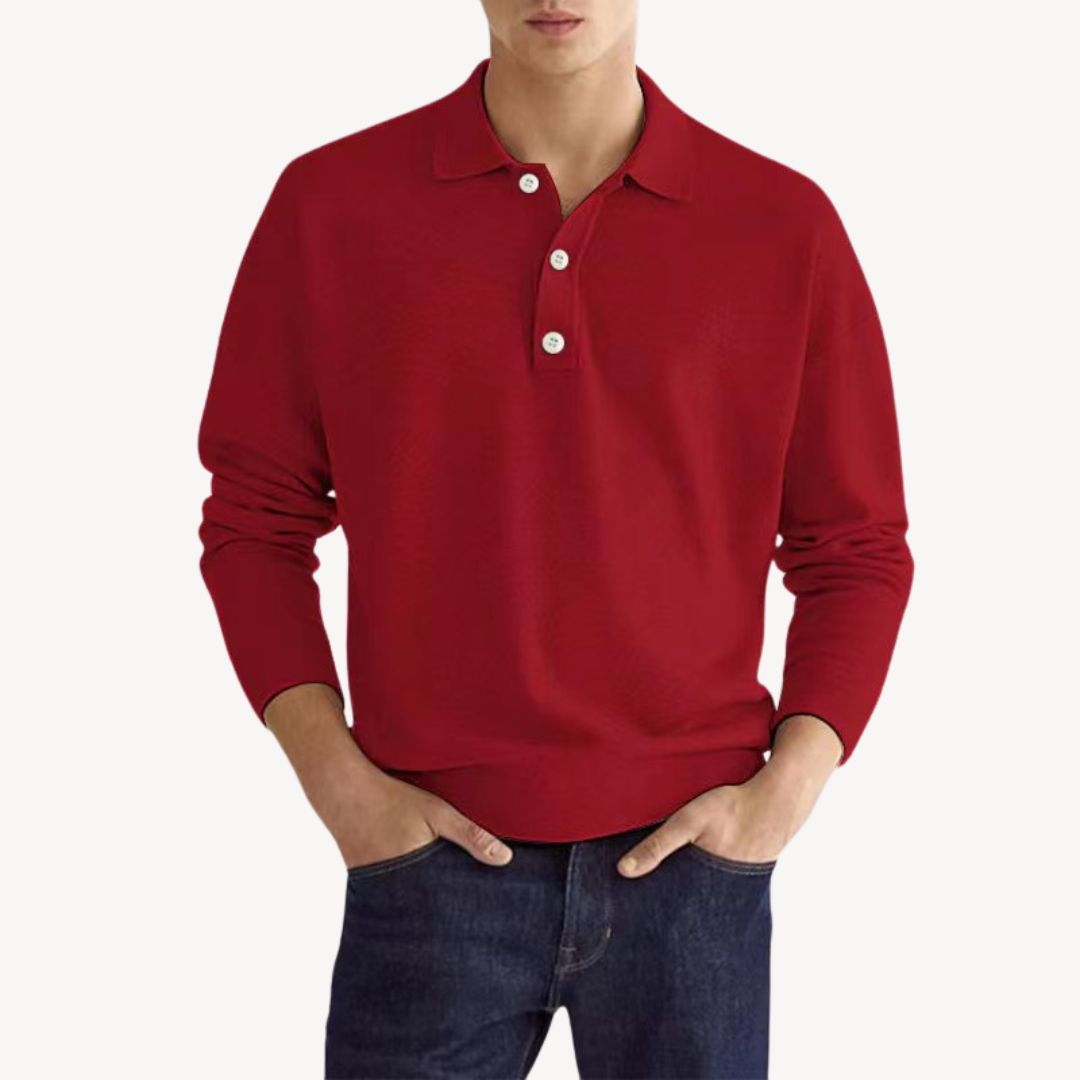 Men's Knit Polo Shirt Long Sleeve | Loravelle