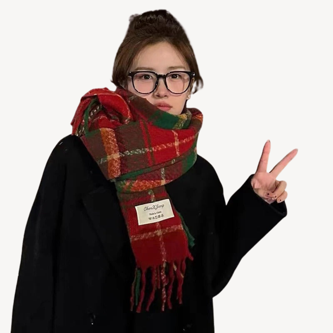 Plaid Woolen Scarf | Loravelle