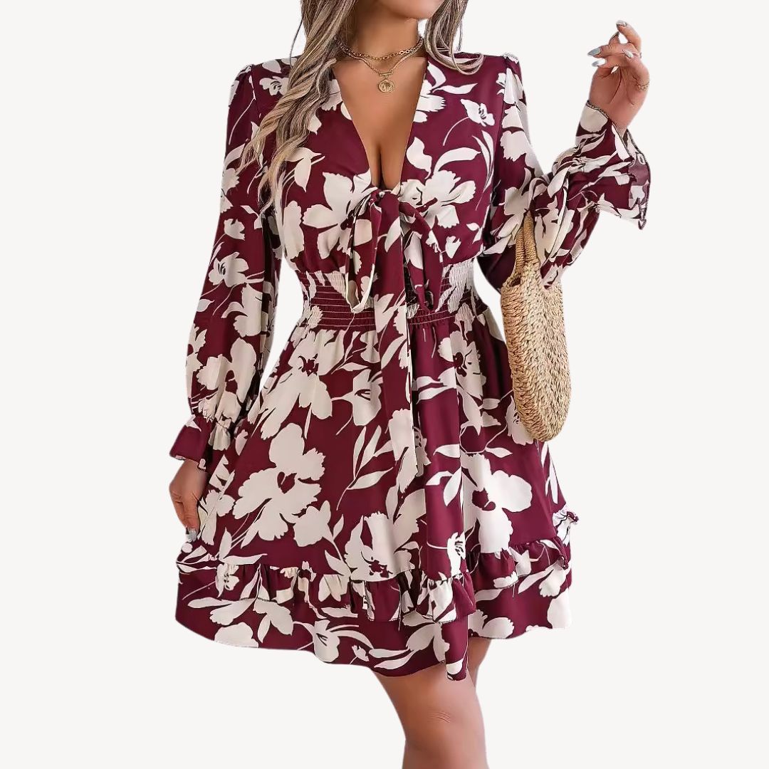 Women's Floral Polyester Mini Dress | Loravelle