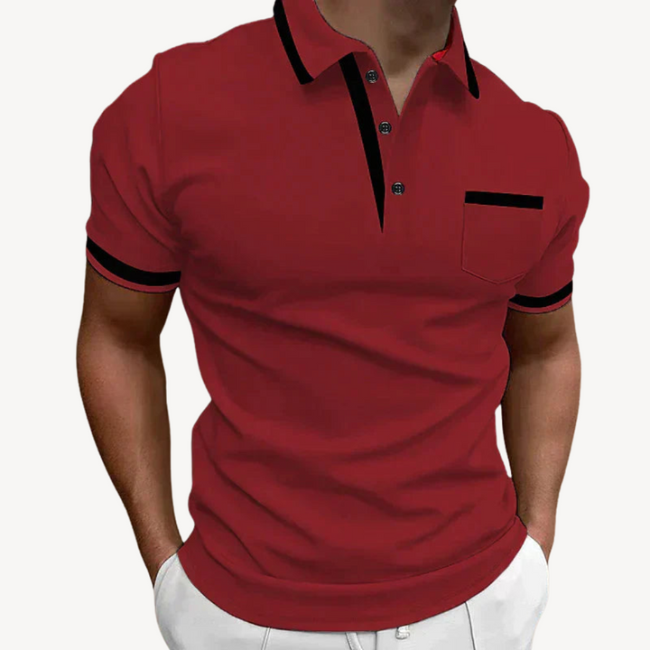 Men's Blue Cotton Blend Polo Shirt | Loravelle