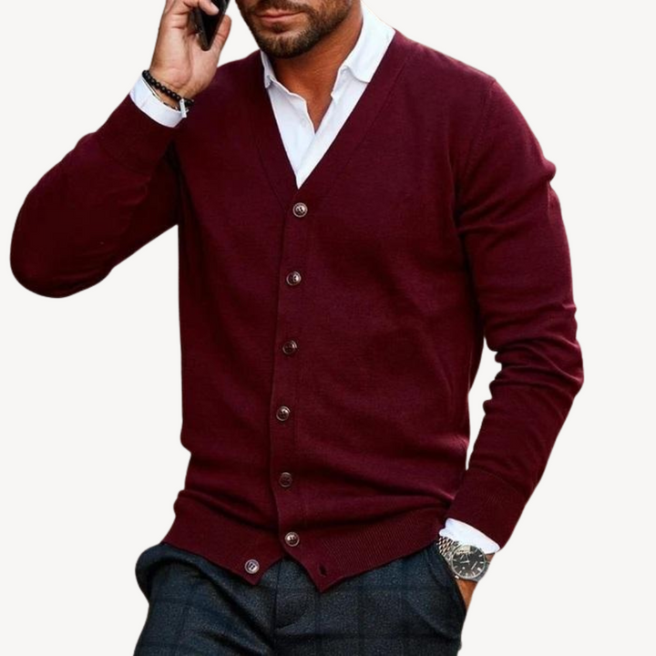 V-Neck Button-Down Cardigan for Men | Loravelle