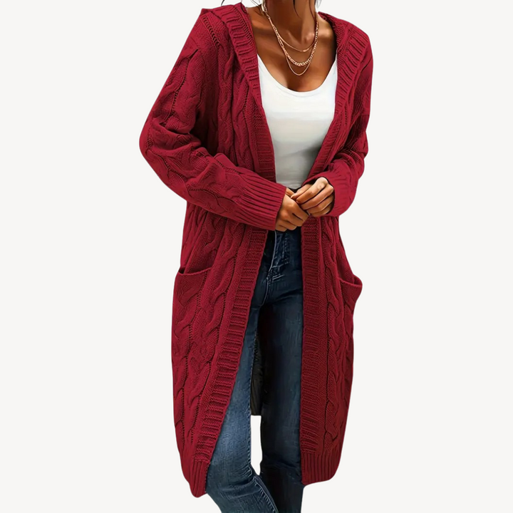 Cable Knit Hooded Cardigan | Loravelle