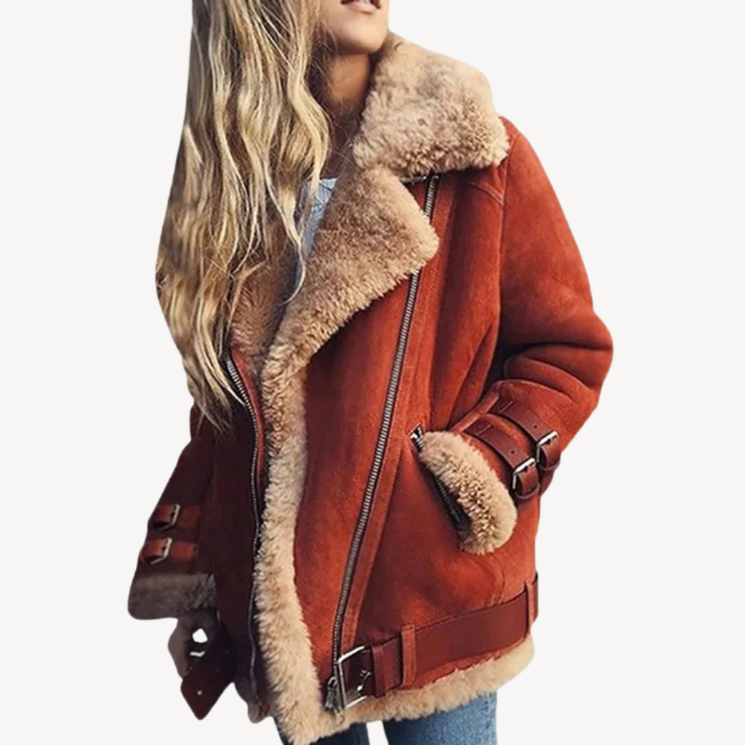 Shearling-Lined Biker Jacket for Women | Loravelle