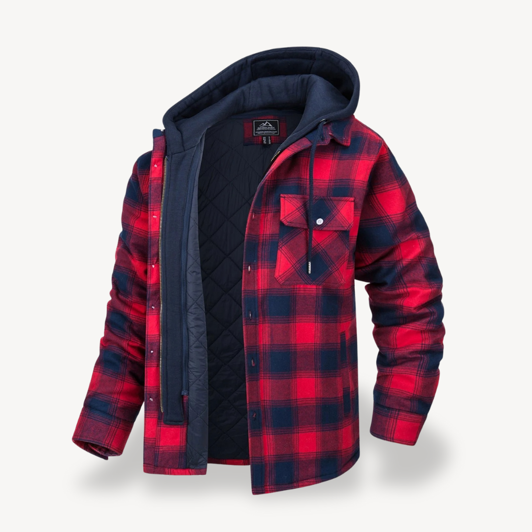 Men's Flannel Hooded Padded Jacket | Loravelle