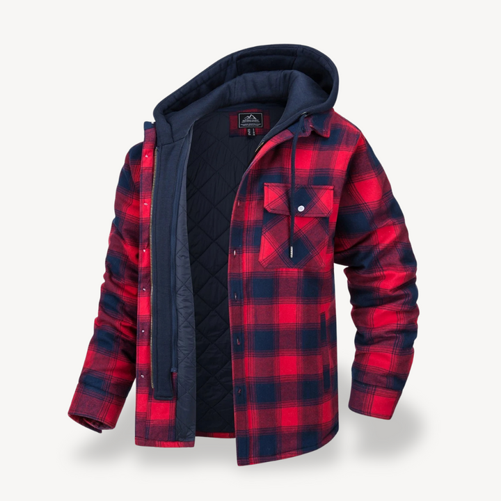 Men's Flannel Hooded Padded Jacket | Loravelle