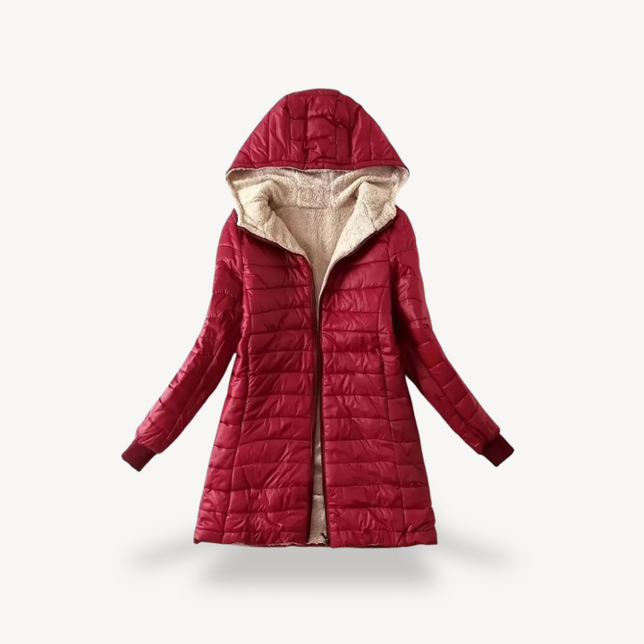 Women's Hooded Puffer Jacket with Sherpa Lining | Loravelle