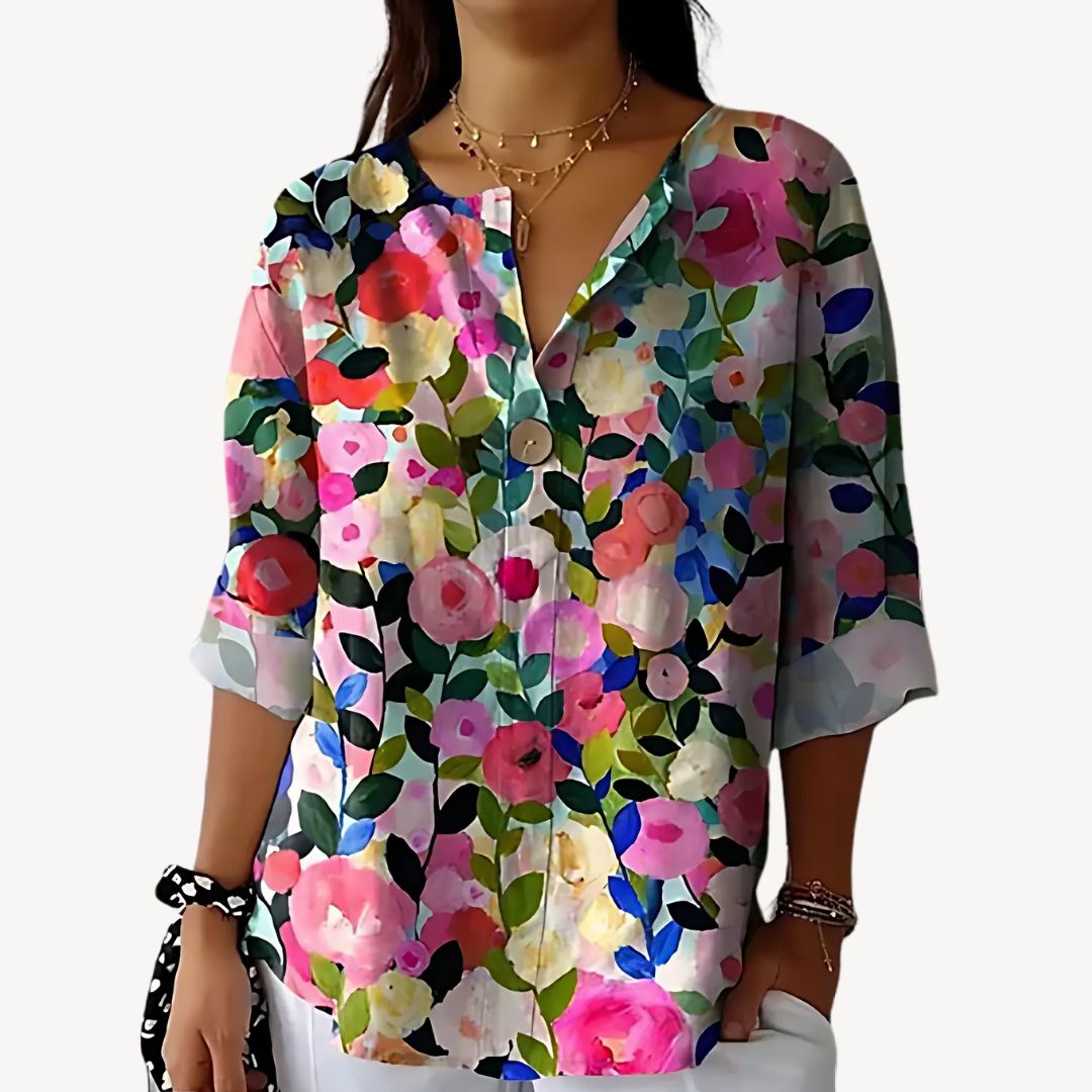 Floral Print 3/4 Sleeve Blouse Women | Loravelle