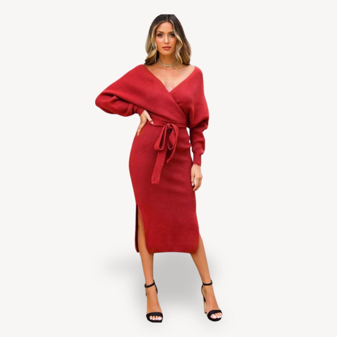 Women's Knit Wrap Sweater Dress | Loravelle