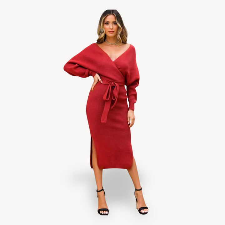Women's Knit Wrap Sweater Dress | Loravelle