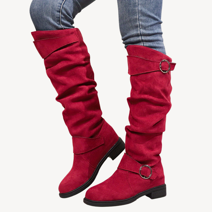 Orthopedic Knee-High Slouch Boots with Buckle | Loravelle