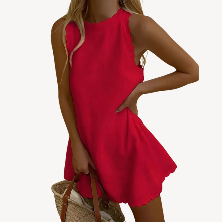 Women's Scalloped Neckline Mini Dress | Loravelle