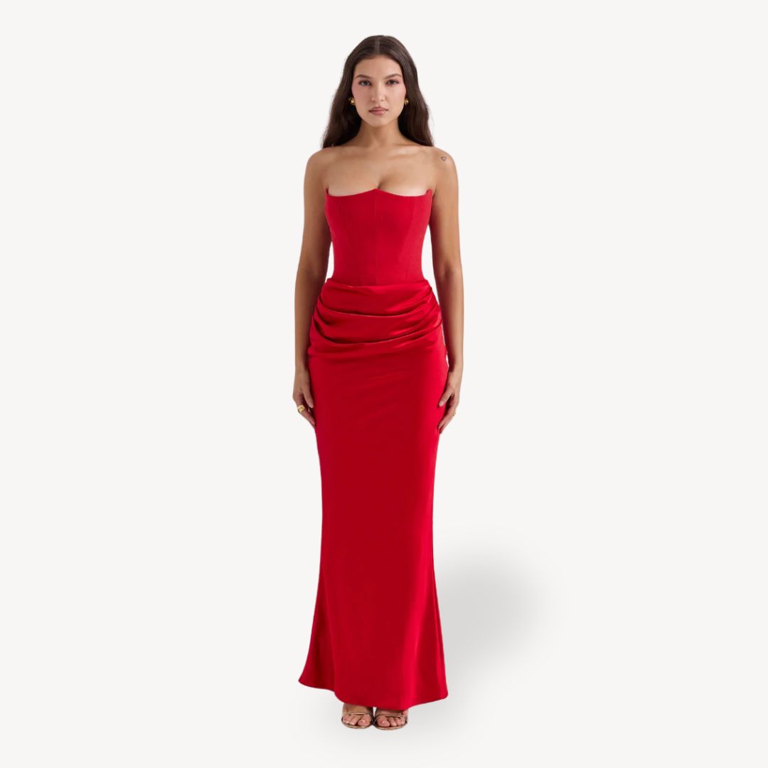 Strapless Satin Corset Gown Women's Dress | Loravelle
