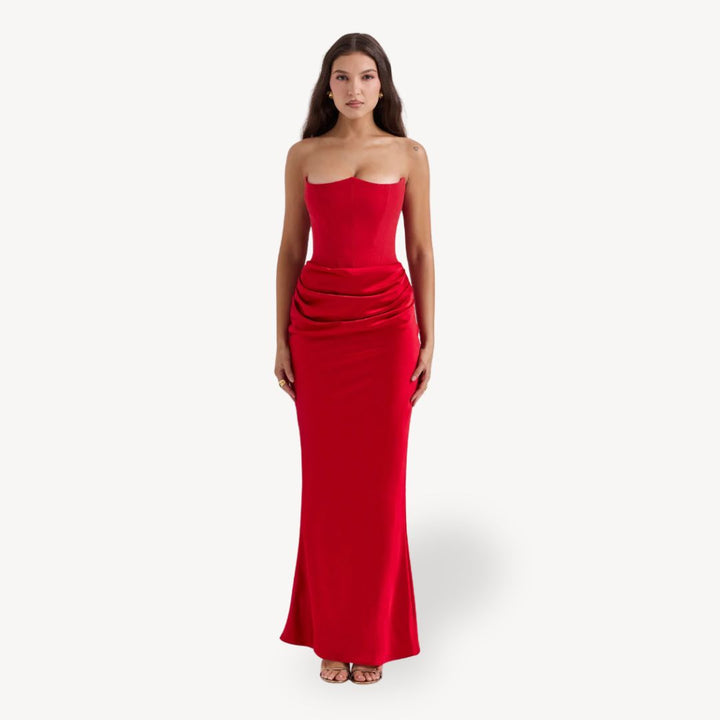 Strapless Satin Corset Gown Women's Dress | Loravelle