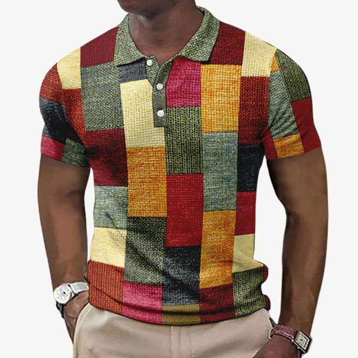 Men's Patchwork Print Polo Shirt Casual | Loravelle