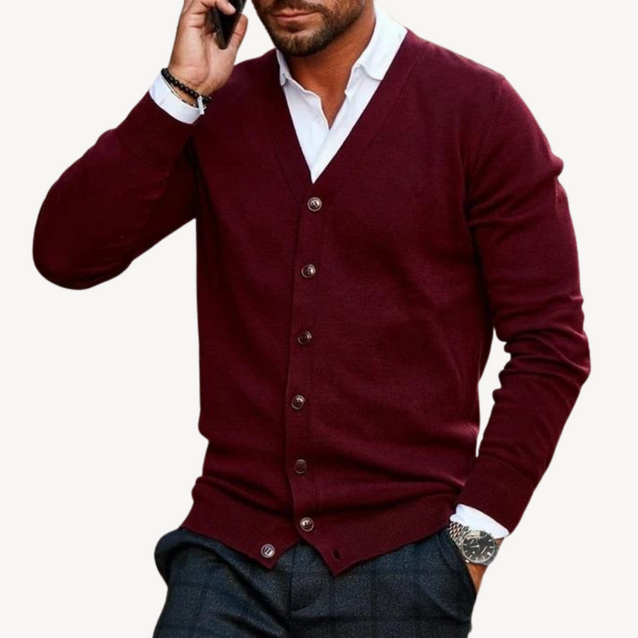 Men’s V-Neck Button-Down Cardigan | Loravelle