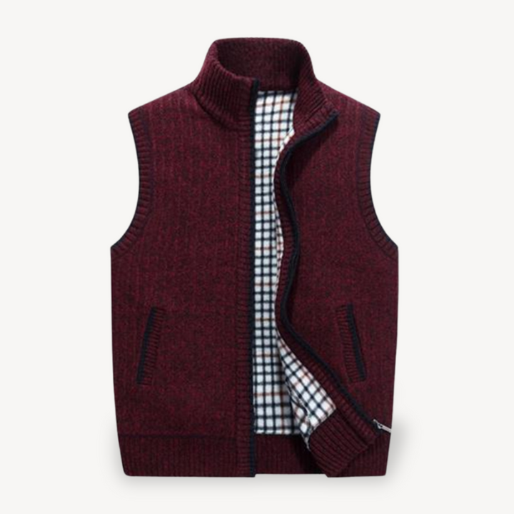 Men's Knit Vest with Checkered Lining | Loravelle