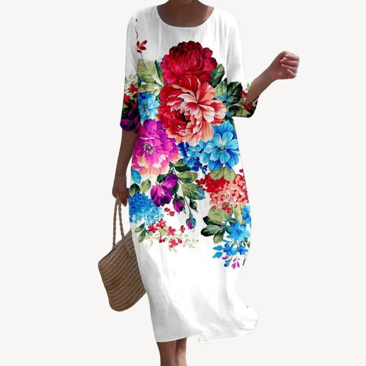 Print 3/4 Sleeve Midi Dress Women | Loravelle