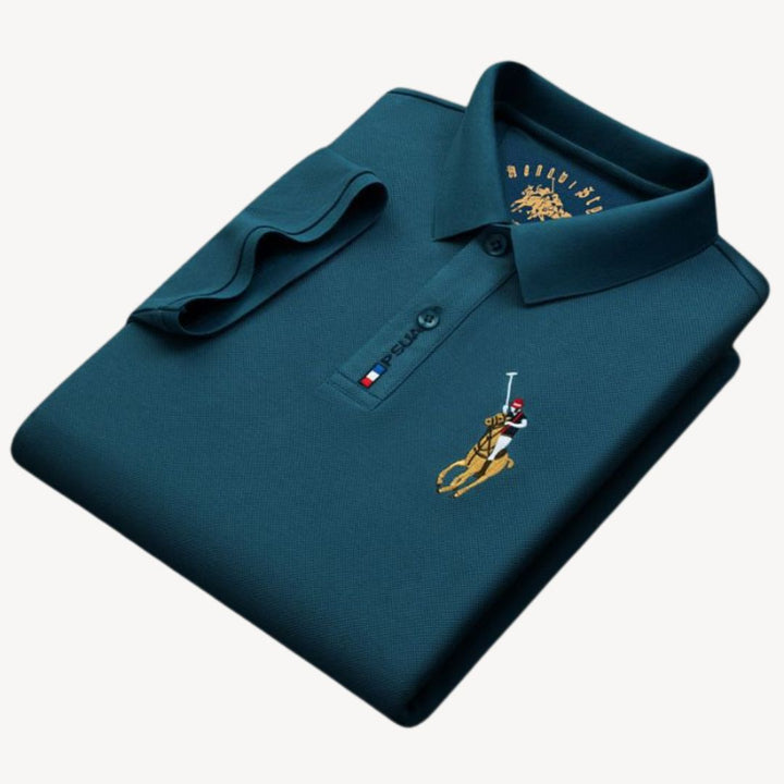 Men's Embroidered Cotton Pique Polo Shirt | Loravelle
