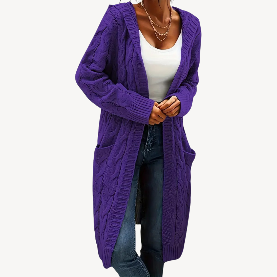 Cable Knit Hooded Cardigan | Loravelle