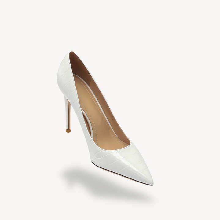 Orthopedic Croc-Embossed Pointed Heels for Women | Loravelle