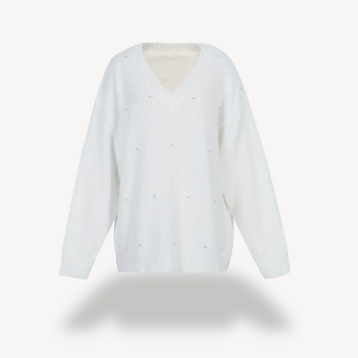 Pearl Detail V-Neck Sweater for Women | Loravelle