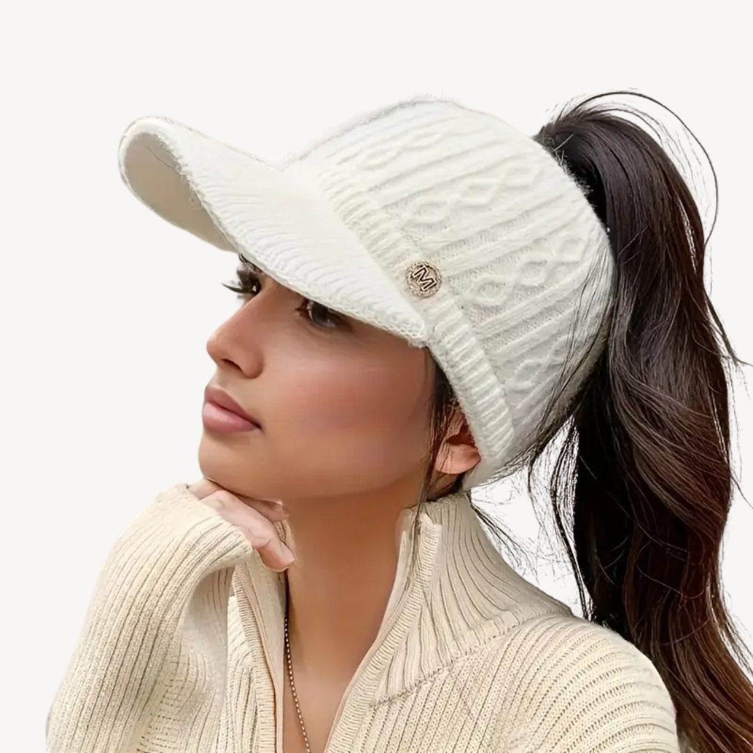 Knit Visor Cap with Ponytail Hole | Loravelle