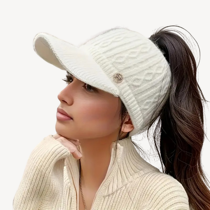 Knit Visor Cap with Ponytail Hole | Loravelle