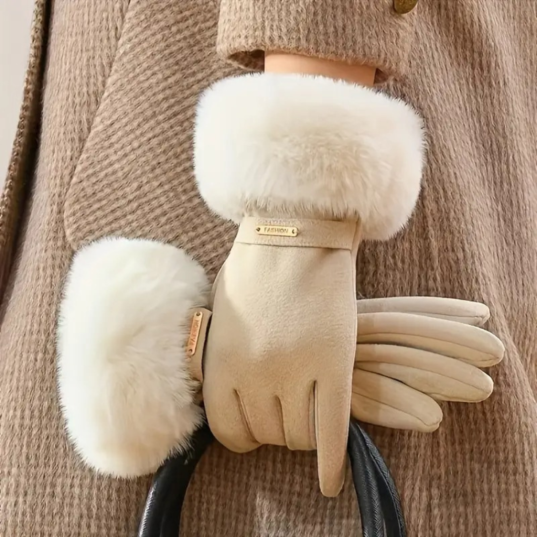 Faux Fur Trimmed Winter Gloves for Women | Loravelle