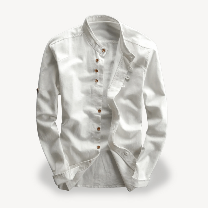 Men's Casual Mandarin Collar Button-Down Shirt | Loravelle