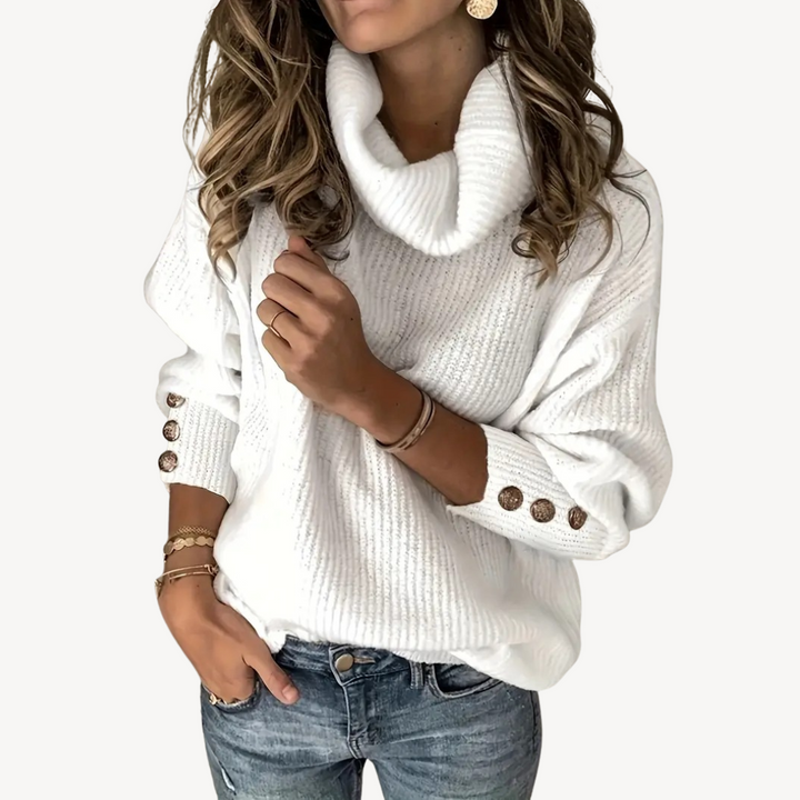 Women’s Cowl Neck Button Detail Sweater | Loravelle