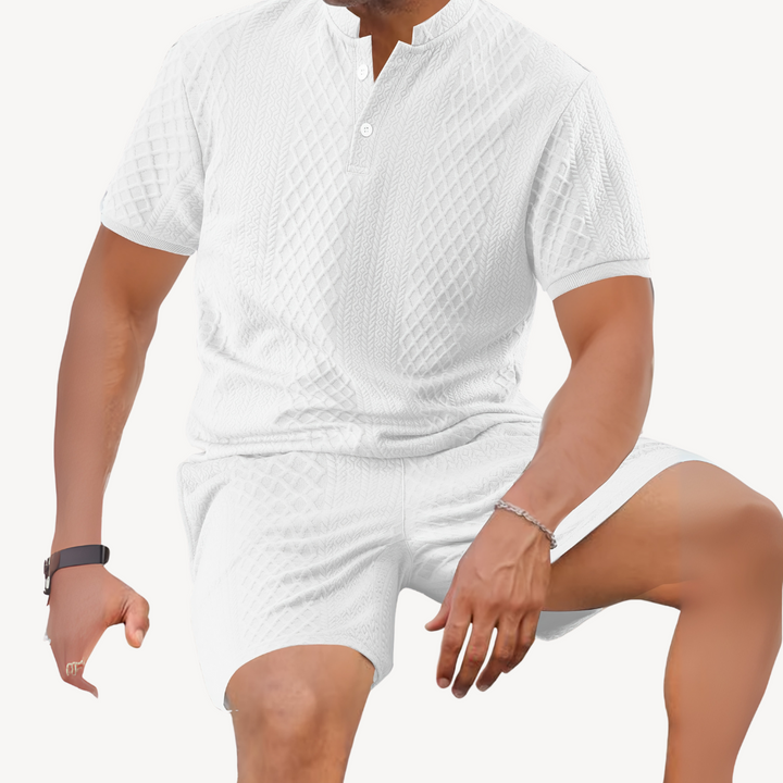 Men’s Knit Drawstring Shorts & Shirt Set – Casual Summer Outfit | Loravelle