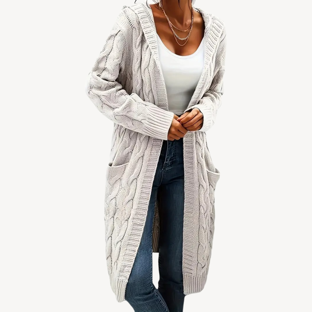 Cable Knit Hooded Cardigan | Loravelle