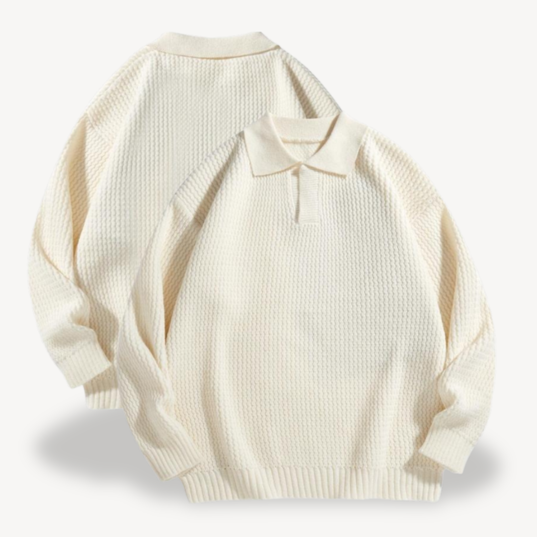 Men’s Waffle Knit Polo Sweater | Loravelle