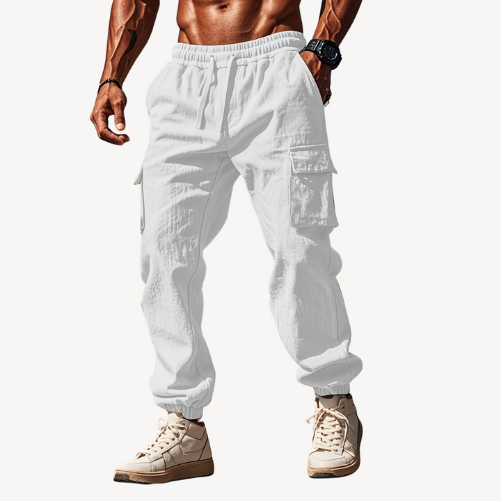 Men’s Linen Cargo Pants – Drawstring Casual Utility Trousers | Loravelle
