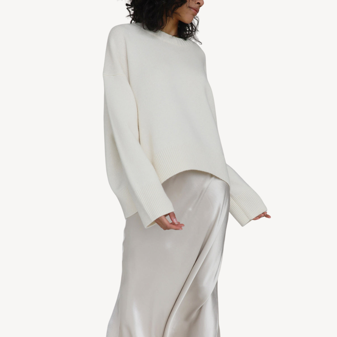 Oversized Knit Wool Blend Crew Neck Sweater for Women | Loravelle