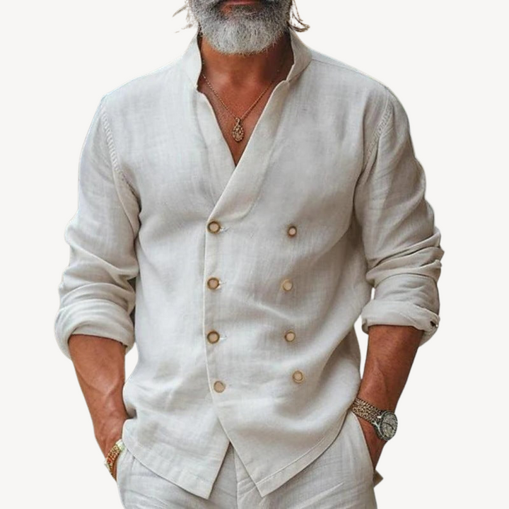 Men’s Linen Double-Breasted Shirt | Loravelle