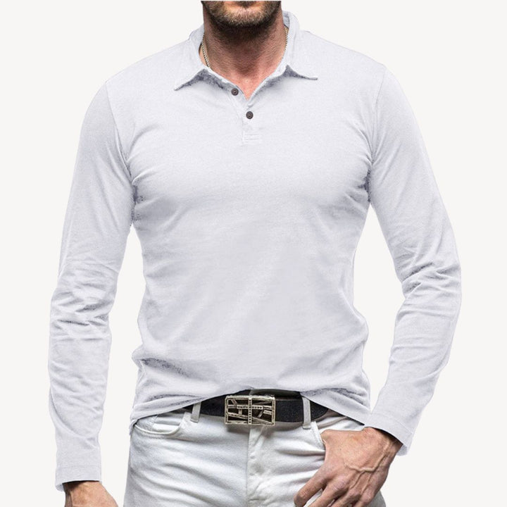 Cotton Long Sleeve Polo Shirt | Loravelle