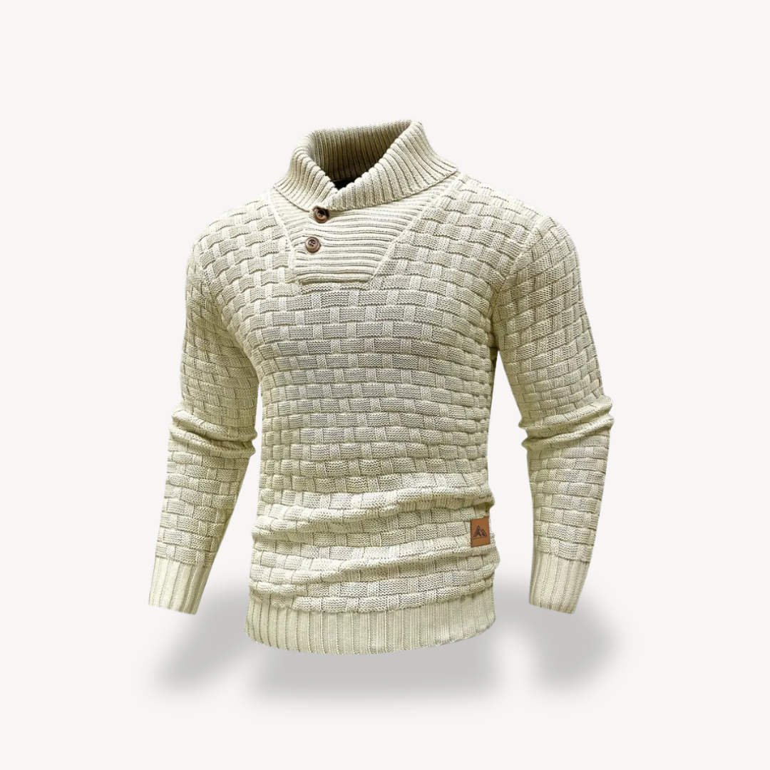 Men's Waffle Knit Polo Sweater | Loravelle